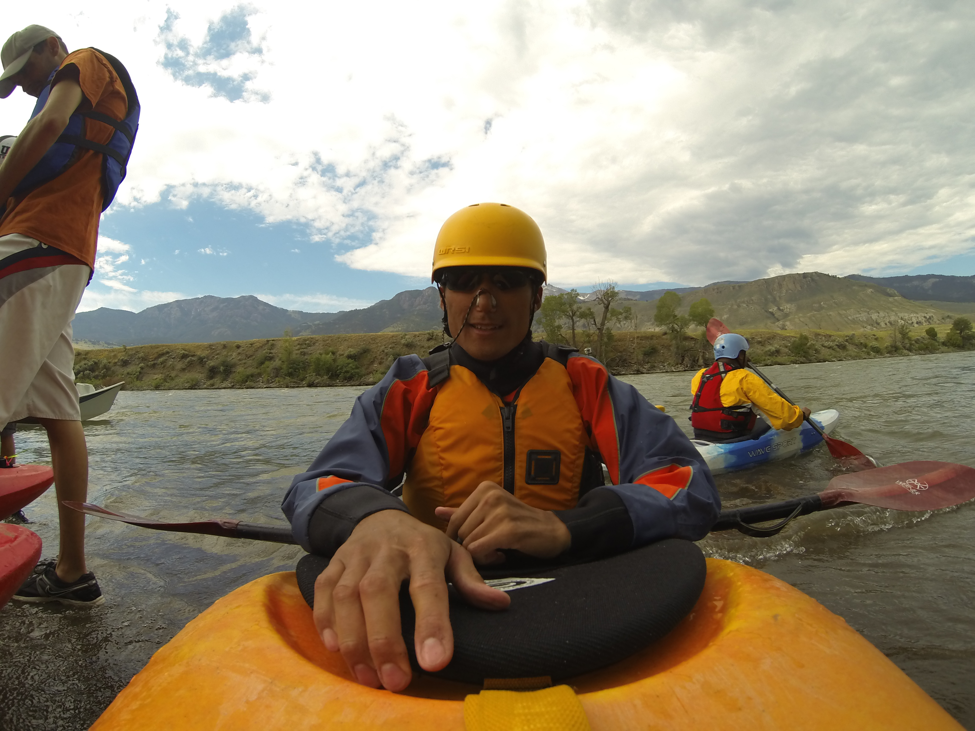 Steve Baskis geared up in his kayak to tackle Yankee Jim Canyon