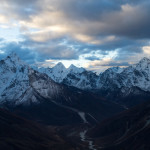 Morning arrives in the Himalaya. View from high up on Lobuche. Photo by Didrik Johnck.